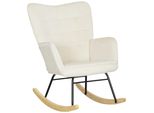 Poltrona A Dondolo Homcom, Poltrona A Dondolo Con Aspetto Vellutato, Bracciolo, Poltrona Con Guide In Legno, Poltrona Reclinabile Per Soggiorno, Camera Da Letto, Beige