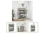 The Living Store Scarpiera In Cemento Grigio 63X24X104 Cm Materiale Legno