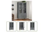 The Living Store Vetrina Molde Grey 90X35X175 Cm In Legno Di Pino Massiccio