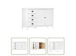 The Living Store Credenza Hill White 130X40X80 Cm In Legno Di Pino Massiccio