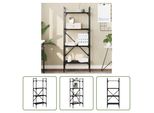 The Living Store Libreria 4 Scomparti Nero 56X31,5X138,5 Cm Materiale A Base Di Legno