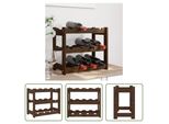 The Living Store Portabottiglie Per 12 Bottiglie In Legno Di Pino Massiccio Marrone