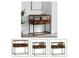 The Living Store Tavolo Consolle In Rovere Fumé 75X40X75 Cm Materiale A Base Di Legno