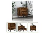 The Living Store Comodino In Rovere Fumé 40X35X50 Cm Materiale In Legno