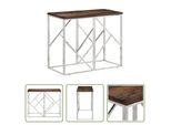 The Living Store Tavolo Consolle In Acciaio Inox Argento E Davanzali In Legno Massiccio