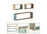 The Living Store Set Di Mensole Da Parete A Cubo Da 3 Pezzi Legno Massiccio Riciclato