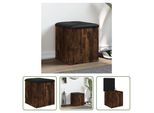 The Living Store Panca Con Contenitore In Rovere Fumé 42X42X45 Cm Materiale In Legno