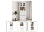 The Living Store Credenza Alta White 77X35X188 Cm In Legno Di Pino Massiccio