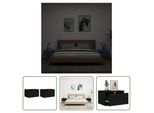 The Living Store Comodini Da Parete Con Luci Led 2 Pz. Nero