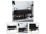 The Living Store Panca Per Scarpe Nera 85,5X42X57,5 Cm Materiale A Base Di Legno