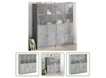 The Living Store Libreria Con Ante Grigio Cemento 136X37X142 Cm Materiale Legno