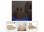 The Living Store Comodino Con Luci Led Rovere Sonoma 70X36X40,5 Cm