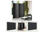 The Living Store Paravent 5-Tlg. Poli Rattan Schwarz
