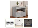 The Living Store Comodini Con Luci Led 2 Pz. Grigio Cemento 50X40X45 Cm