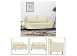 The Living Store Divano 2 Posti Crema 120 Cm In Pelle Finta