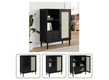 The Living Store Credenza Senja Rattan Look Nero 90X40X112 Cm Legno Di Pino