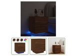 The Living Store Comodino Con Luci Led Legno Ingegnerizzato Effetto Rovere Marrone
