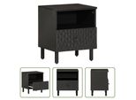The Living Store Comodino Nero 40X33X46 Cm In Legno Massiccio Di Mango