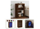 The Living Store Credenza Con Luci Led Look Rovere Marrone 60,5X37X100 Cm