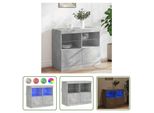 The Living Store Credenza Con Luci Led Grigio Cemento 81X37X67 Cm