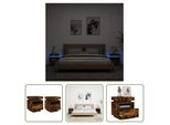The Living Store Comodini Con Luci Led 2 Pz. Rovere Fumé 40X39X48,5 Cm