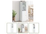 The Living Store Credenza Con Anta In Vetro Bianca 35X37X142 Cm