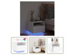 The Living Store Comodino Con Luci Led Bianco 40X39X37 Cm