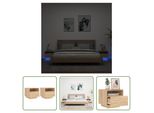 The Living Store Comodini Con Luci Led 2 Pz. Rovere Sonoma 40X39X37 Cm