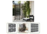 The Living Store Paravent 4-Tlg. Poli Rattan Schwarz