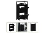 The Living Store Scarpiera Nera 60X34X112 Cm Materiale Legno