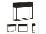 The Living Store Consolle Nera 90X30X76 Cm In Legno Massiccio Di Mango E Ferro