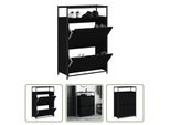 The Living Store Scarpiera Nera 75X34X112 Cm Materiale In Legno