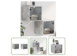 The Living Store Comodini Con Ante In Vetro 2 Pz. Grigio Cemento 35X37X35 Cm