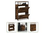 The Living Store Scarpiera In Rovere Fumé 75X34X112 Cm Materiale Legno
