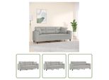 The Living Store Divano 3 Posti Con Cuscini Grigio Chiaro 180 Cm In Tessuto Microfibra