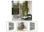 The Living Store Paravent 3-Tlg. Grau Poli Rattan