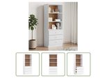 The Living Store Libreria Con Cassetti Alta White 60X35X142 Cm Legno Di Pino