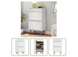 The Living Store Scarpiera Molde Bianco 59,5X35X103 Cm In Legno Di Pino Massiccio