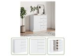 The Living Store Credenza Alta White 77X35X73 Cm In Legno Di Pino Massiccio