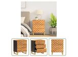 The Living Store Comodino Marrone E Nero 50X33X60 Cm In Legno Massiccio Di Mango