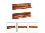 The Living Store Mensole A Muro 2 Pz. 112X20X26 Cm In Legno Massiccio Di Acacia