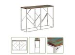 The Living Store Tavolo Consolle In Acciaio Inossidabile E Legno Massiccio Di Recupero