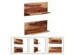 The Living Store Mensole Da Parete 2 Pezzi 58 X 26 X 20 Cm Legno Massiccio