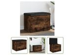 The Living Store Panca Con Contenitore In Rovere Fumé 62X42X45 Cm Materiale In Legno