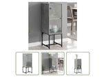 The Living Store Mobile Laterale Con Anta In Vetro Grigio Cemento 35X37X100 Cm