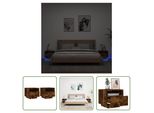 The Living Store Comodini Con Luci Led 2 Pz. Rovere Fumé 40X39X37 Cm