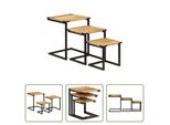 The Living Store Set Tavoli 3 Pz. Legno Massiccio Di Mango E Ferro