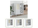 The Living Store Credenza Senja In Rattan Bianco 90X40X112 Cm In Legno Di Pino