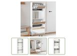 The Living Store Scarpiera Con Specchio 4 Scomparti Bianco Lucido 63X17X134 Cm