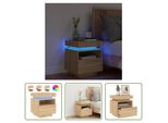 The Living Store Comodino Con Luci Led Rovere Sonoma 40X39X48,5 Cm